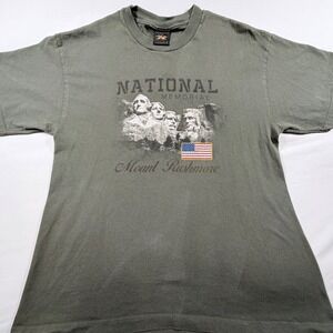 Mount Rushmore National Memorial T Shirt USA Made Prairie Mountain XL Green Y2K